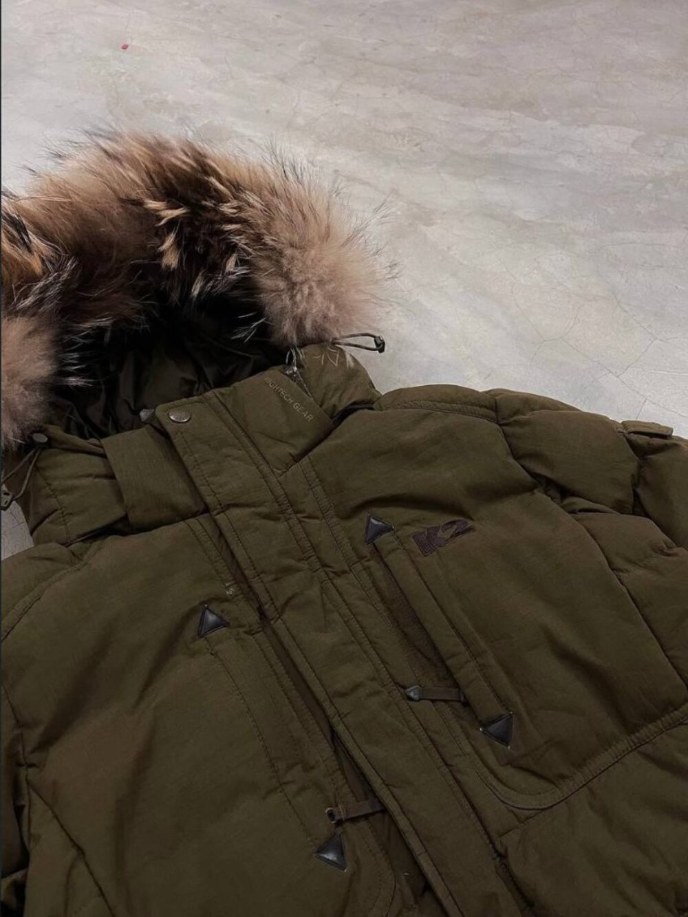 K2 Olive Green Hooded Puffer Coat - Picture 3 of 12